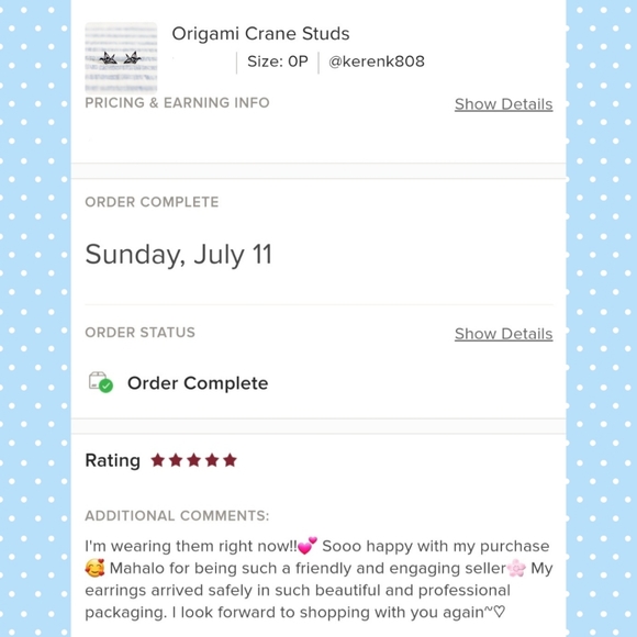 Origami Crane Studs - Picture 7 of 9